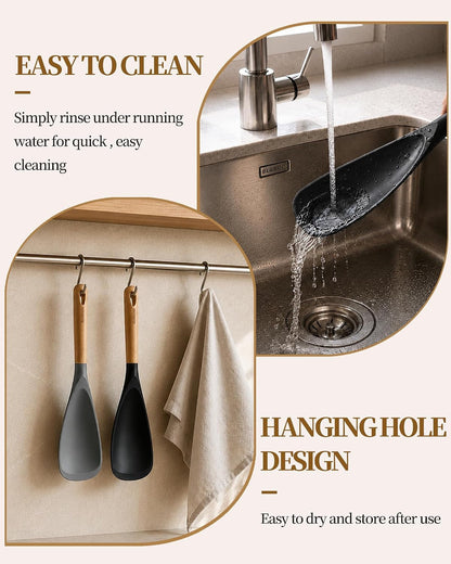 Cooking Spoon, 2 Pack, Nonstick Safe Silicone Spatula7