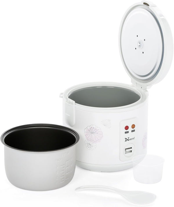 8 Cup Cooked/4 Cup Uncooked Rice Cooker, Easy Clean Removable Non-Stick Inner Pan and Rice Spatula, Simple One Touch Operation with Automatic Keep Warm Function, Safe Cool Touch Exterior, White2