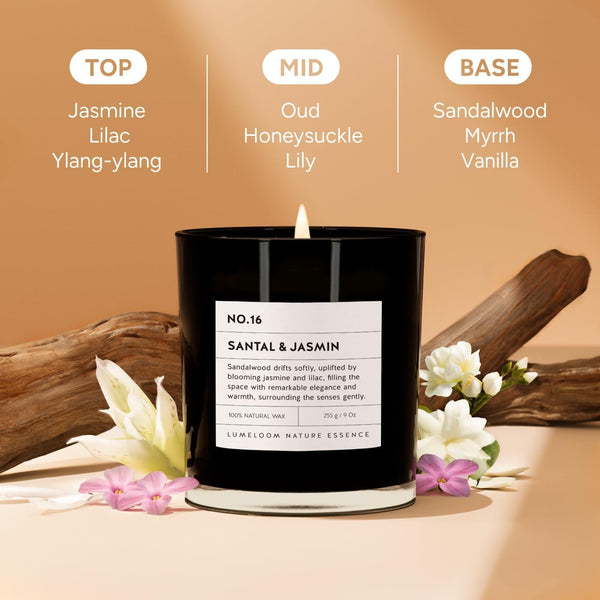 Santal & Jasmine Luxury Scented 9Oz Soy Jar Candles for Women/Men2
