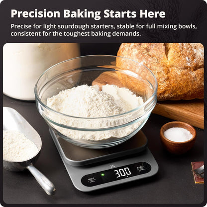 Digital Food Scale for Kitchen & Baking, 22Lb High Capacity | Stainless Steel Platform, Hi-Def LCD, 1G Precision, Tare. Weighs G/Oz/Lb/Ml. for Sourdough, Bread & Bulk Cooking, Large Bowls4