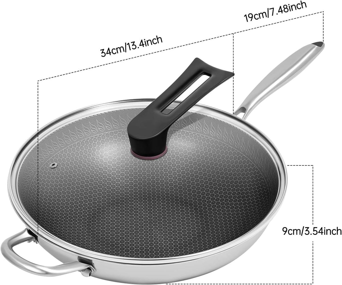 13-4-inch-skillet-nonstick-316-stainless-steel-nonstick-wok-pan-with-lid-honeycomb-stir-fry-skillet-stir-fry-wok-with-lid-suitable-for-gas-stoves-induction-cookers-and-ceramic-stove
