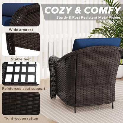 3 Piece Patio Furniture Set, Wicker Outdoor Conversation Set5