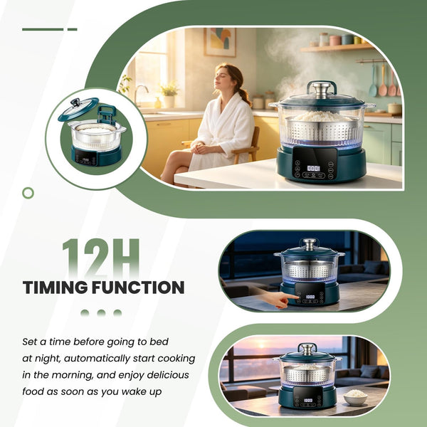 5L Low Carb Rice Cooker with Lift Basket Technology, Healthy Rice Cooker | 304 Stainless Steel Steamer, Smart Touch Control for Healthier Family Meals5