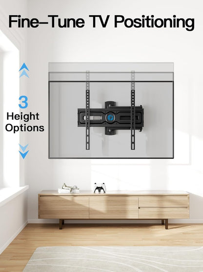 Full Motion TV Wall Mount for Most 26-65 Inch Flat & Curved Tvs up to 77 Lbs, Adjustable Bracket Height, Corner TV Mount with Single Articulating Arm, Max VESA 400X400Mm, PIMF94
