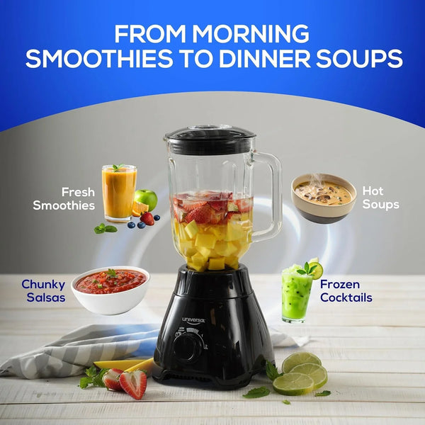 550W Mass Vital Blender - Glass Jar 57 Oz/1.8 Quart/1.7 Liter - 7-Cup, 2 Speed + Pulse Function and 4 Stainless Steel Blade with Chrome Steel Technology5