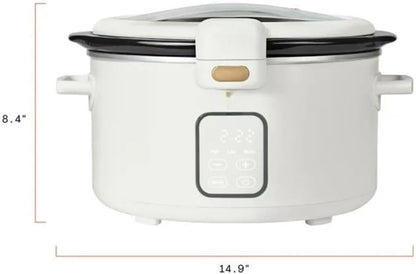 Wonderful 4 Qt Digital Slow Cooker Electric Cooker Pot with Automatic Warm & Hinged Locking Lid, Non-Skid Feet, Cook and Carry Kitchen Appliances (White)9