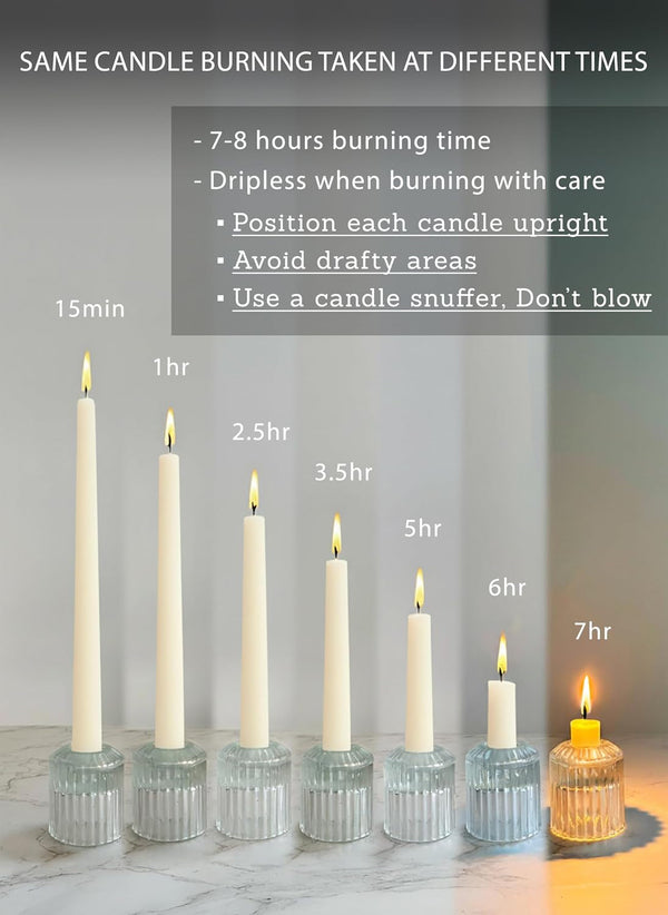 10" Classic Taper Candles, Ivory, 4-Pack, 7-8 Hours Long Burning, Unscented Tall Candlesticks3