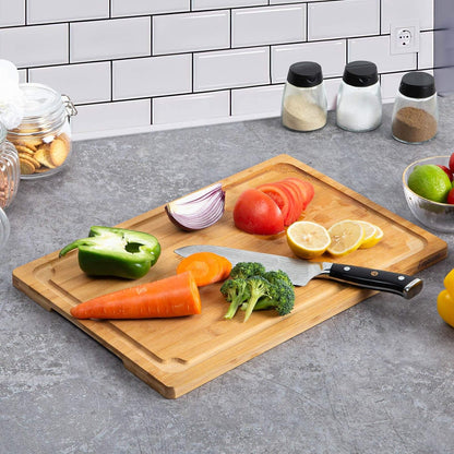Extra Large Cutting Board, 17.6" Bamboo Cutting Boards for Kitchen with Juice Groove and Handles Kitchen Chopping Board for Meat Cheese Board Heavy Duty Serving Tray, XL,4