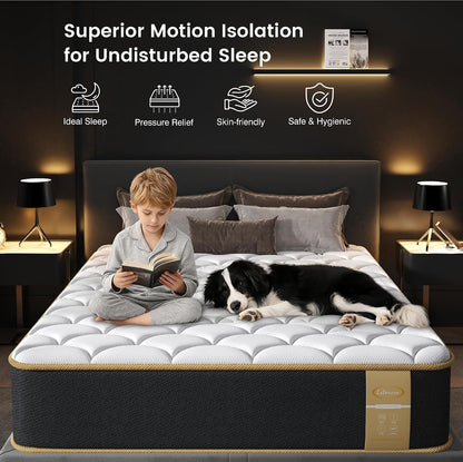 Luxury Full Size Mattress 8 Inch, Hotel Level Hybrid Mattress Full Size Bed in a Box, Gel Memory Foam & 7-Zone Ergonomics Targeted Support, Certipur-Us, Teens, Singles, Guest Rooms, 365-Trials7