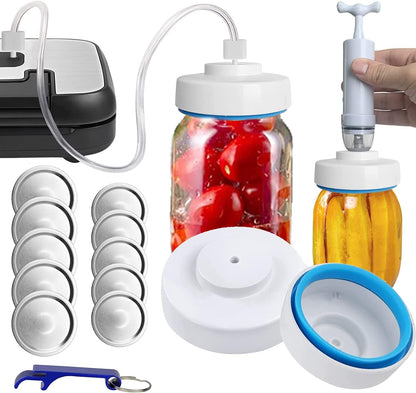 Mason Jar Vacuum Sealer and Portable Hand Pump， Accessory Hose | Compatible with Foodsaver Vacuum Sealer Sit for Jars Regular & Wide Mouth for Food Storage1