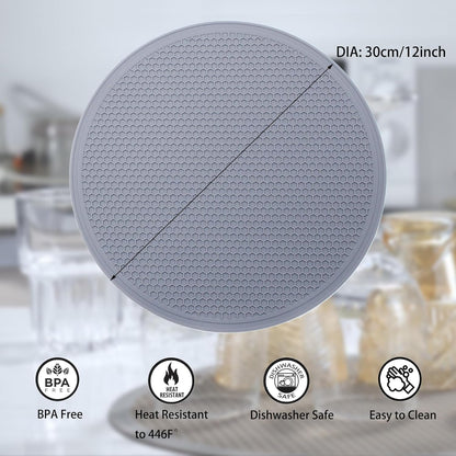 Silicone Microwave Mat - round 12" X 12" - Set of 2 Heat Resistant Multifunctional Mat, Splatter Guard, Trivet, Hot Pad, Pot Holder6