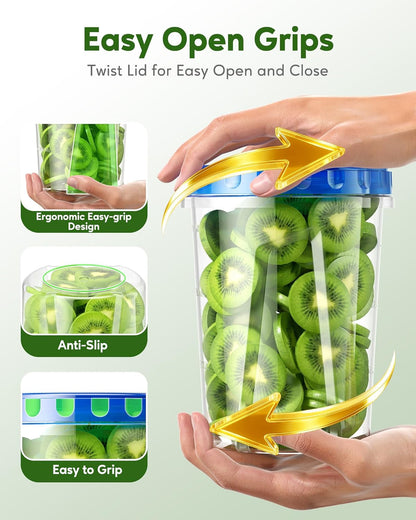 10 Pack-33Oz Freezer Storage Containers Set, Plastic Food Storage Containers with Twist Top Lids, BPA Free Stackable Soup Containers for Overnight Oats/Salad/Leftover/Soup/Ice Cream5