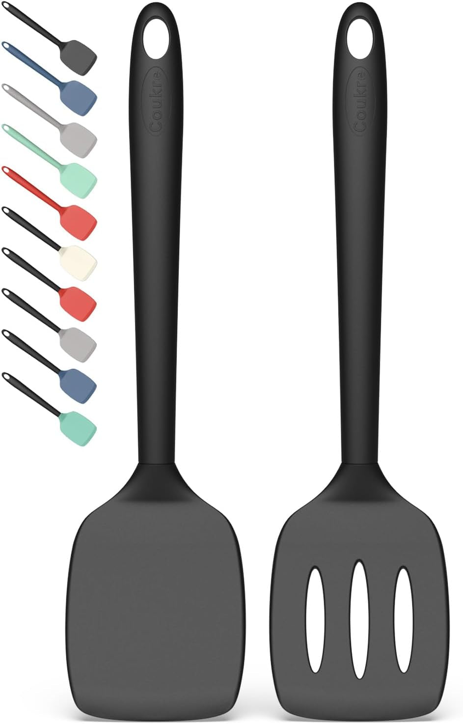 2-pack-silicone-spatula-set-high-heat-resistant-bpa-free-dishwasher-safe-kitchen-spatula-for-nonstick-pans-solid-slotted-turners-for-cooking-sauteing-and-flipping-pureblack