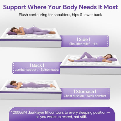 Queen Mattress Topper, Viscose Derived from Bamboo, Pillow Top | Cushioned Support, Breathable Mesh Sides, Memory Foam Blend Fill, Softens Firm Beds, Refreshes Old Beds, Guest Rooms, Rentals5