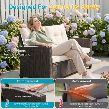 4 Piece All Weather Wicker Patio Furniture Set for Porch Patio2