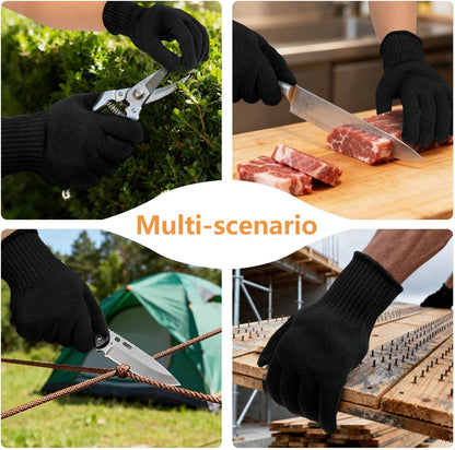 Cut Resistant Gloves Food Grade, Level 5 Protection,Safety Dexterity Cutting Gloves with Stainless Steel Wire for Kitchen Chefs Butchers Meat Cutting Mandoline Oyster Shucking Garden Wood Carving, L4