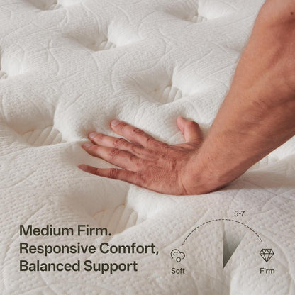 12 Inch Queen Mattress in a Box, Hybrid Queen Mattress with Gel Memory Foam & Pocket Springs, Medium Firm Feel, Fiberglass Free, Pressure Relief, Edge Support (Queen (U.S. Standard), 12, 12, Inches)2