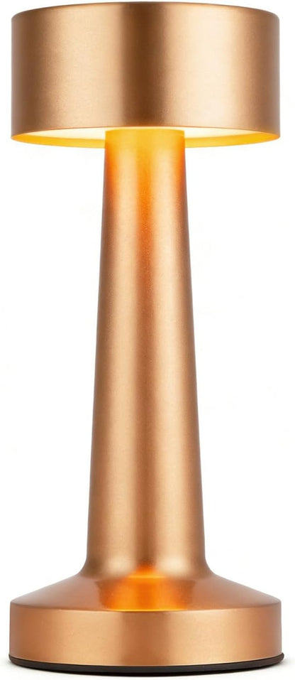 Portable LED Table Lamp, 3-Levels Brightness Metal Desk Lamp,3 Color Touch Control Rechargeable Lamp, Ideal Bedside Lamp for Nightstand,Bedroom, Living Room (Rose Gold)1
