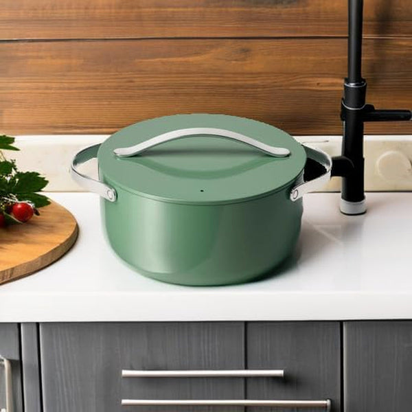 Caraway Non-Stick Ceramic Dutch Oven Pot with Lid (6.5 Qt, 10.5") | Non-Toxic, PTFE and PFOA Free, Safe and Compatible with All Stovetops (Gas, Electric and Induction), Sage5