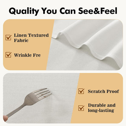 round Table Cloth Faux Linen Farmhouse Tablecloth Wrinkle & Stain Resistant Table Cover for Kitchen Dining, Holiday Party Dinner, White, 70 Inch Round4