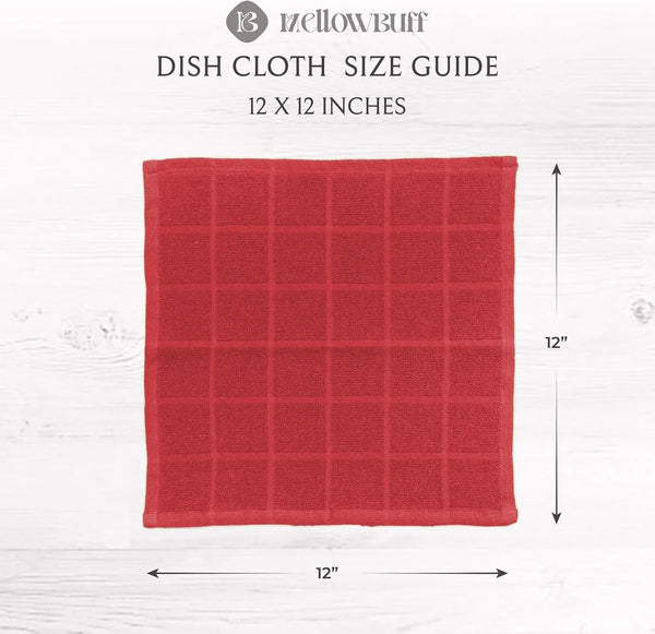100% Cotton Dish Cloths for Dish Washing, Terry Dish Cloth, Cotton Dish Rags, 6 Pack, Super Soft and Absorbent, 12"X12" Inches, Reusable Cleaning Cloth, RED Dish Cloth4