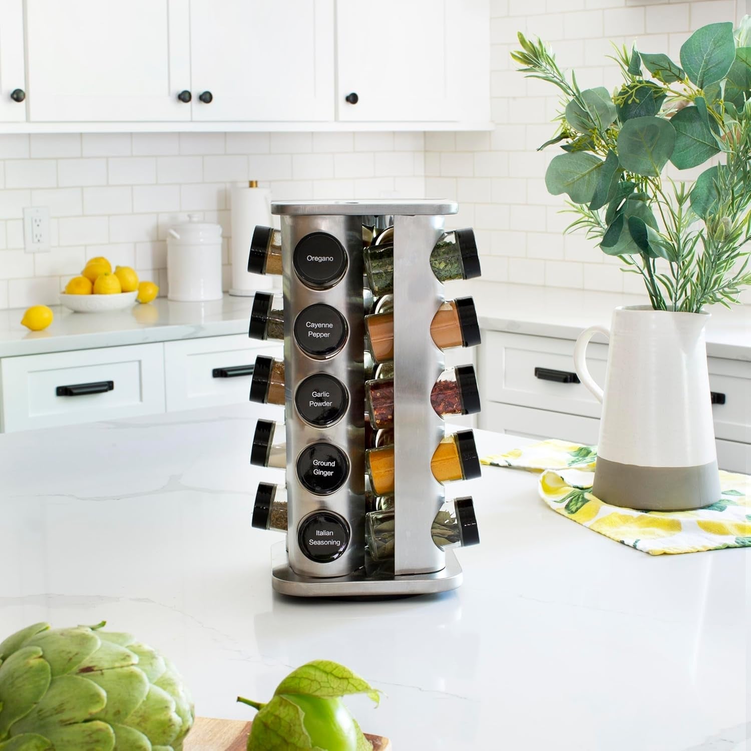 20-jar-rotating-spice-rack-with-spices-included-5-year-free-spice-refill-program-stainless-steel-countertop-spice-rack-with-3-oz-glass-jars-5-year-free-spice-refill-program-stainless-steel-countertop-3-oz-glass-jars