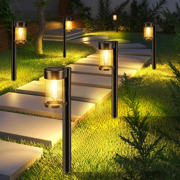 Solar Pathway Lights Outdoor, 10 Pack Metal & Glass Solar Lights Outdoor Waterproof Landscape Path Lights for Yard Walkway Garden Decor, Warm White1