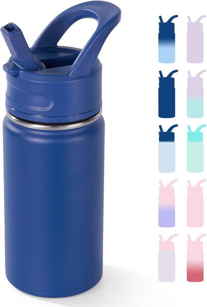 12Oz Kids Water Bottle for School, Toddler Water Bottles with Straws, Insulated Water Bottles for Boys&Girls, Stainless Steel Vacuum Insulated Bottle for Kids, Leak-Proof, Bpa-Free, Blue1