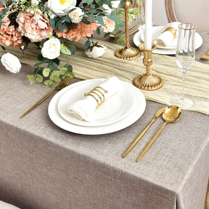 2 Pack Linen Textured Rectangle Tablecloths, 52 X 70 Inch, Nature7