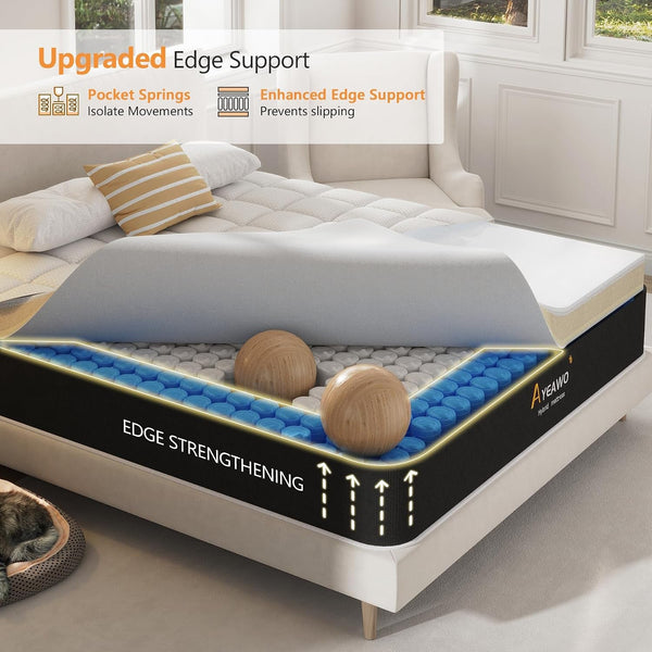 Firm Queen Mattress 14 Inch, Hybrid Mattress Queen Size in a Box, Pressure Relief Gel Memory Foam and Motion Isolation Pocket Springs, Certipur-Us, 365-Night Trial6