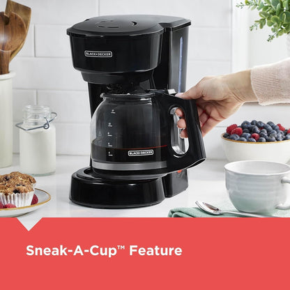 BLACK+DECKER 12-Cup Coffee Maker with Easy On/Off Switch, Easy Pour, Non-Drip Carafe with Removable Filter Basket, Vortex Technology, Black6
