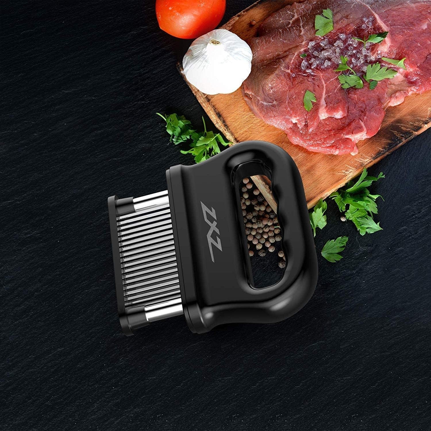 meat-tenderizer-48-stainless-steel-blades-for-beef-steak-chicken-48-sharp-stainless-steel-needles-auto-retractable-safety-cover-fast-marinating-for-pork-fish-turkey-dishwasher-safe
