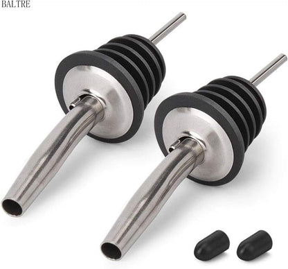 2PCS Stainless Steel Pourers,  Speed Liquor Bottle Pourer, Olive Oil and Vinegar Tapered Stopper Spout, Suitable for about 3/4" Bottle Mouth, Olive Oil Spout with Sealed Dust Caps7