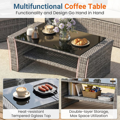 4 Piece Outdoor Wicker Patio Furniture Set for All Weather6