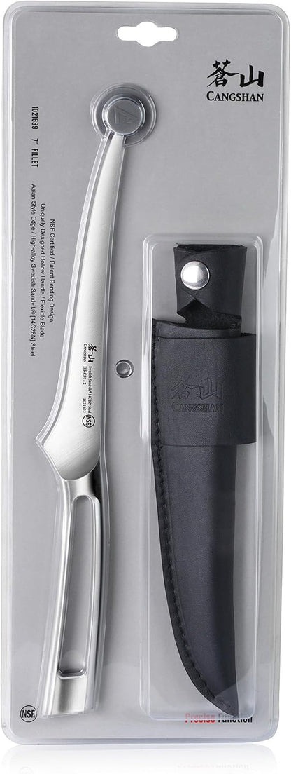 TN1 Series 1021639 Swedish 14C28N Steel Forged 7-Inch Fillet Knife and Leather Sheath Set8
