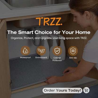 Waterproof under Sink Mat, 34"X22", Drip Tray Shelf Liner, Grey | Silicone, Cabinet Protector, Home Organizer, for Kitchen, Bathroom, Multipurpose, Easy Clean, Leak Proof, Organizes Cabinets8