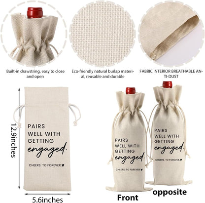 Engaged Gifts Engagement Gifts for Couples Her Engagement Party Decorations | Engaged Gifts for Engaged Couple Wine Bag Pairs Well with Getting Engaged Wine Bottle Bag2