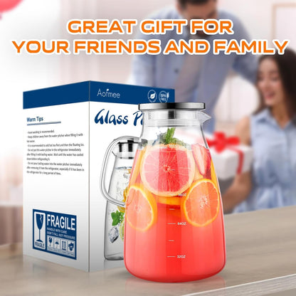 Glass Pitcher with Lid and Handle, Glass Water Pitchers, 1 Gallon | Thickened Borosilicate Glass Iced Tea Pitcher, Drip-Free Spout, Heat Resistant, Stovetop Dishwasher Safe Jug Jar8