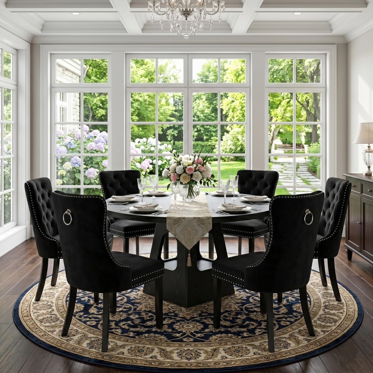 47-black-round-dining-table-set-for-6-round-dining-room-table-set-for-6-with-tufted-nailhead-chairs-arched-pedestal-base-modern-farmhouse-dining-table-set-for-kitchen-entertaining