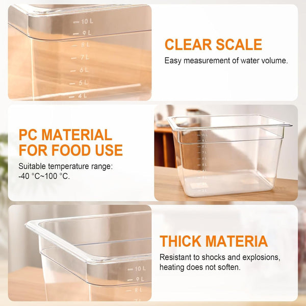 Sous Vide Container 12 Quart with Lid, Rack, Sleeve and Cookbook | Bpa-Free Complete Kit Includes Rack, Insulated Sleeve and Recipe Booklet; Compatible with Anova and Most Sous Vide Cookers.7