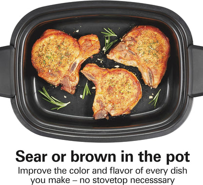 9-In-1 6 Quart Programmable Slow Cooker | Sear, Brown, Rice, Steam, Sauté, Roast, Delay Start & Keep Warm Functions | Nonstick Pfas-Free Dishwasher Safe Crock | Black3