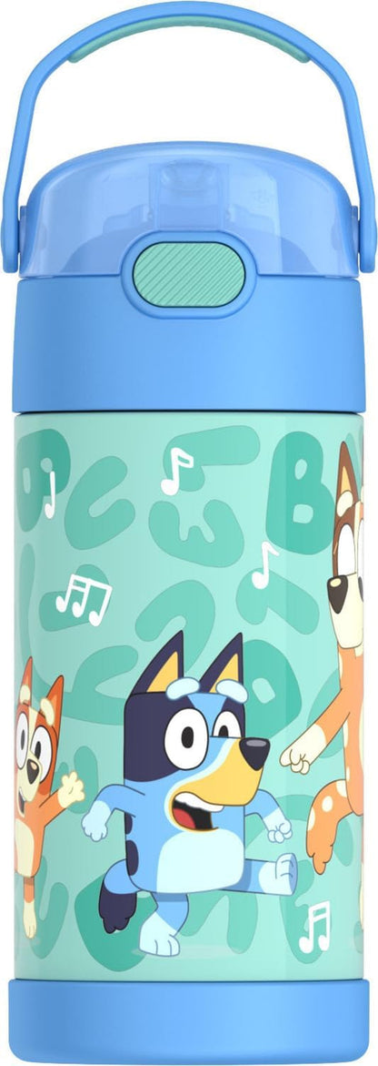 FUNTAINER Water Bottle with Straw, 12Oz, Bluey1