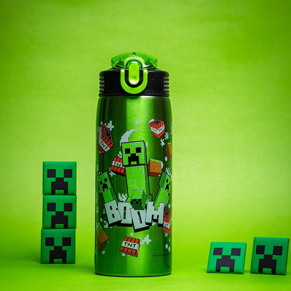 Minecraft Water Bottle for Travel and at Home, 19 Oz Vacuum Insulated Stainless Steel with Locking Spout Cover, Built-In Carrying Loop, Leak-Proof Design (Creeper)2