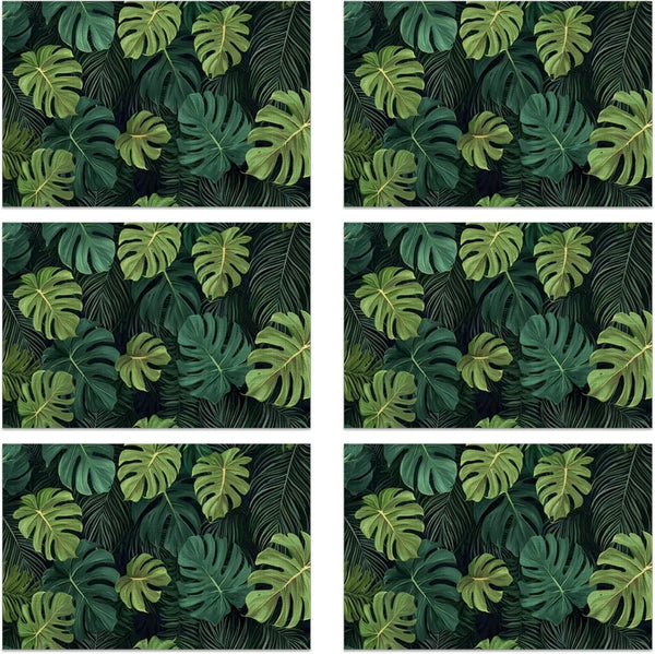 Linen Placemats Set of 6, Tropical Leaves Washable Table Mats 12X18 Inch, Heat Resistant Non Slip Placemats for Dining Table Kitchen Everyday Use1