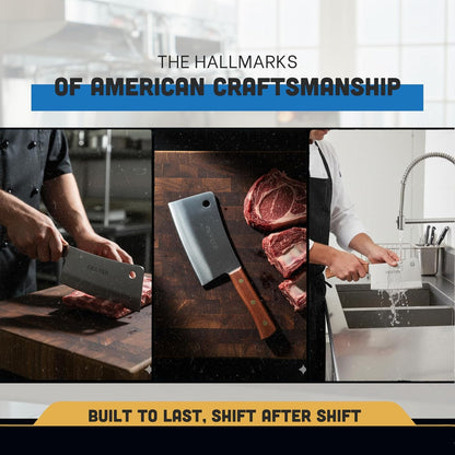 '-Russell S5288 8-Inch Heavy Duty Cleaver Knife, Traditional Series Professional Butcher and Chef Cleaver, High-Carbon Stainless Steel Blade with Riveted Rosewood Handle, USA Made6