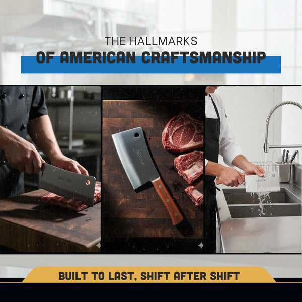 '-Russell S5288 8-Inch Heavy Duty Cleaver Knife, Traditional Series Professional Butcher and Chef Cleaver, High-Carbon Stainless Steel Blade with Riveted Rosewood Handle, USA Made6