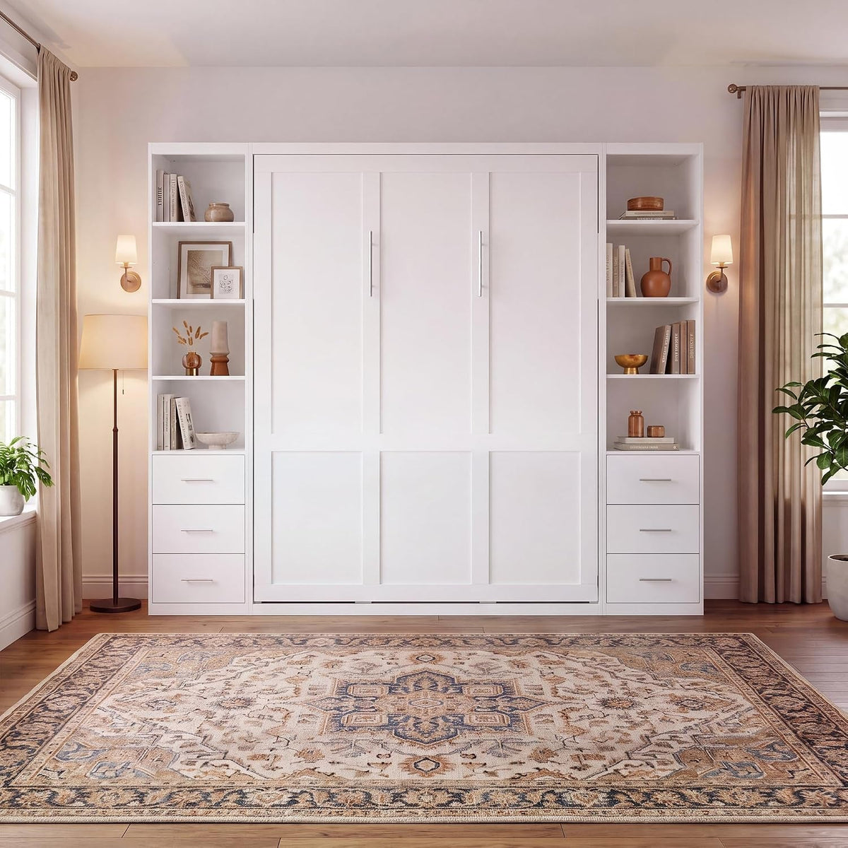 queen-murphy-bed-with-2-bookcase-space-saving-wall-bed-white