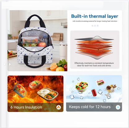 K Pop Lunch Box for Women, Cute Insulated Lunch Bag, Hunters Reusable Lunch Tote Bag for Travel Work Picnic (01)6