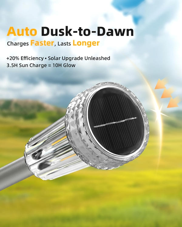 12 Pack Solar Pathway Lights Outdoor, Solar Powered Garden Lights Auto On/Off, Waterproof Stainless Steel Pole Landscape Lighting for Path, Yard, Walkway, Driveway Decor - Warm White3