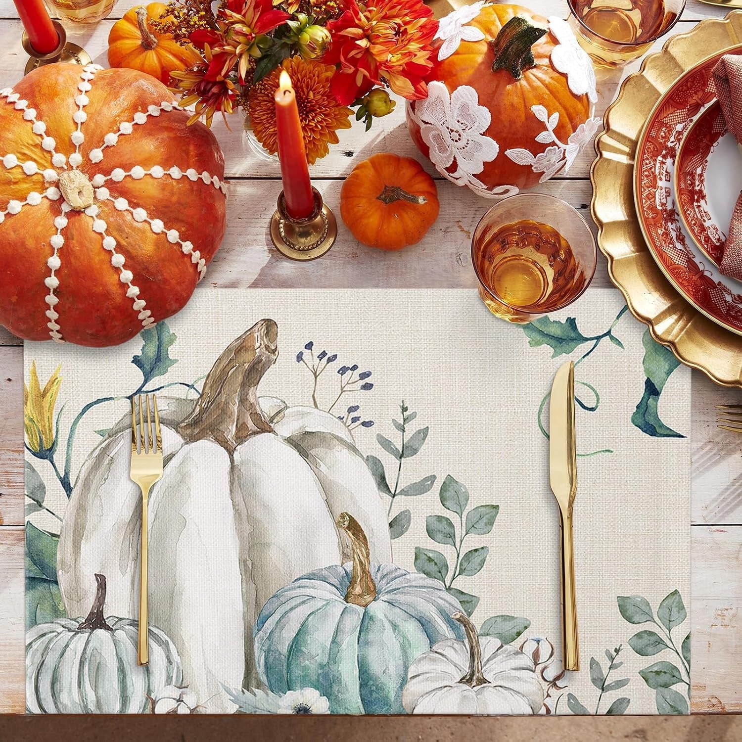 fall-thanksgiving-placemats-set-of-6-pumpkin-table-mats-for-kitchen-dining-table-farmhouse-heat-resistant-cotton-linen-place-mats-for-indoor-outdoor-parties-holiday-decoration-teal-grey-white